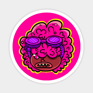 Fluffy Pink Cartoon Head Illustration Magnet